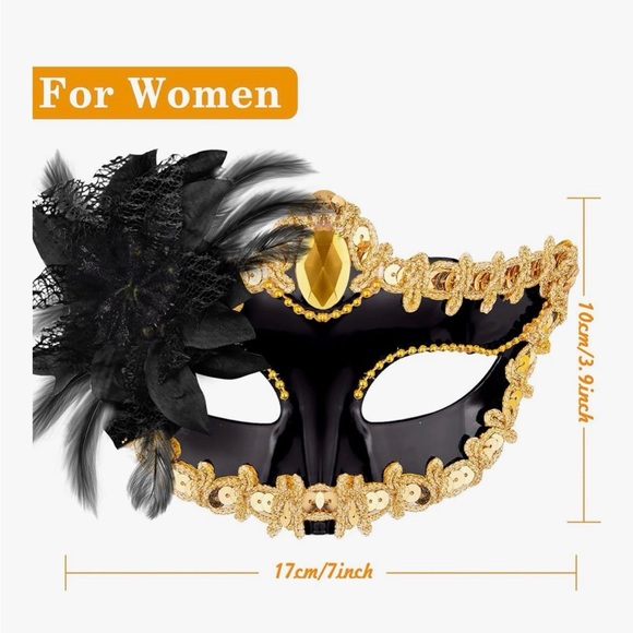 Elegant Black and Gold Masquerade Masks - Picture 2 of 3